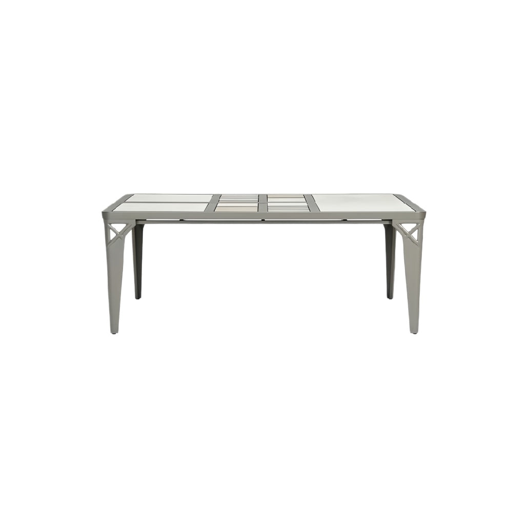 Aluminium Tafel met Glazen Bovenblad en Moderne Ontwerp**