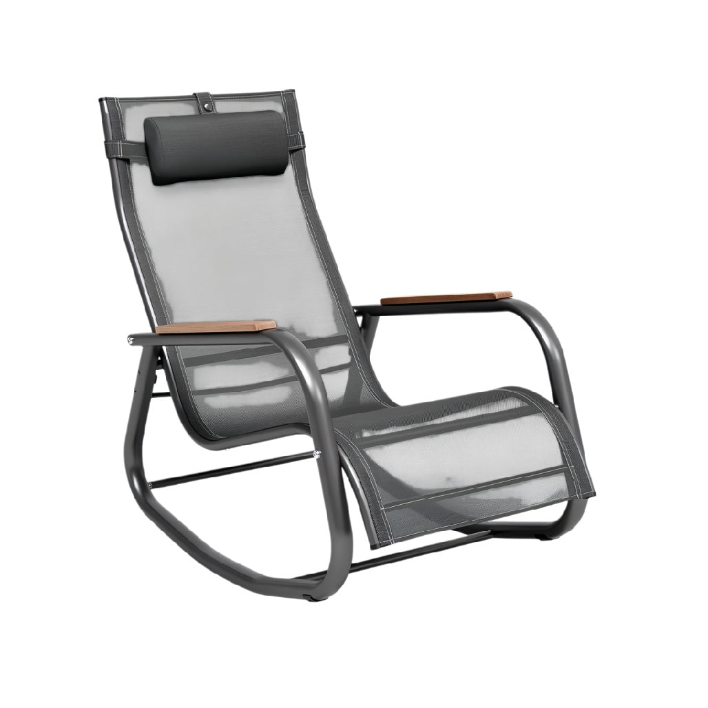 Verstelbare loungestoel met hoofdsteun en robuust frame**