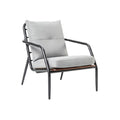 Moderne grijze fauteuil met metalen frame en kussen**