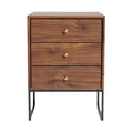 Moderne houten nachtkast met 3 lades en metalen onderstel**