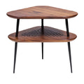 Modern Driehoekig Houten Salontafel met Metalen Poten**