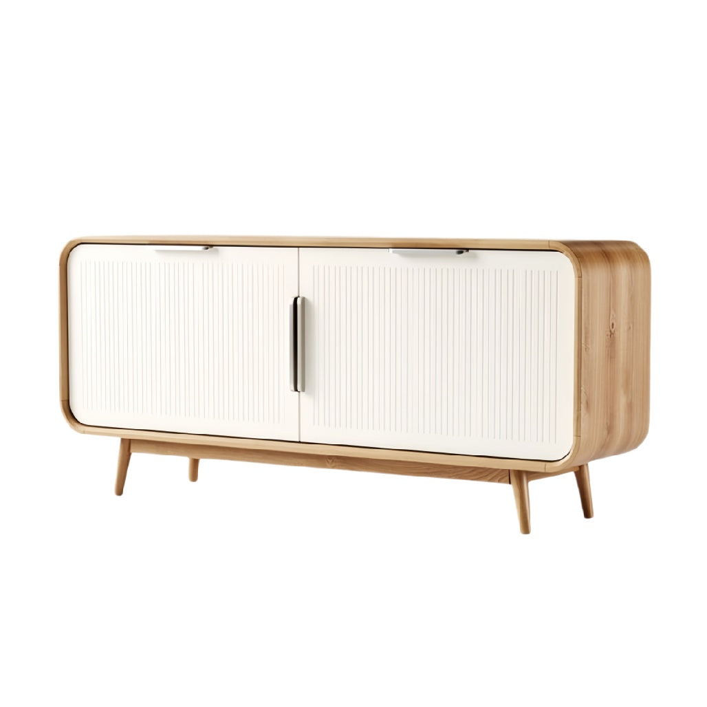 **Moderne houten tv-meubel met witte deuren**